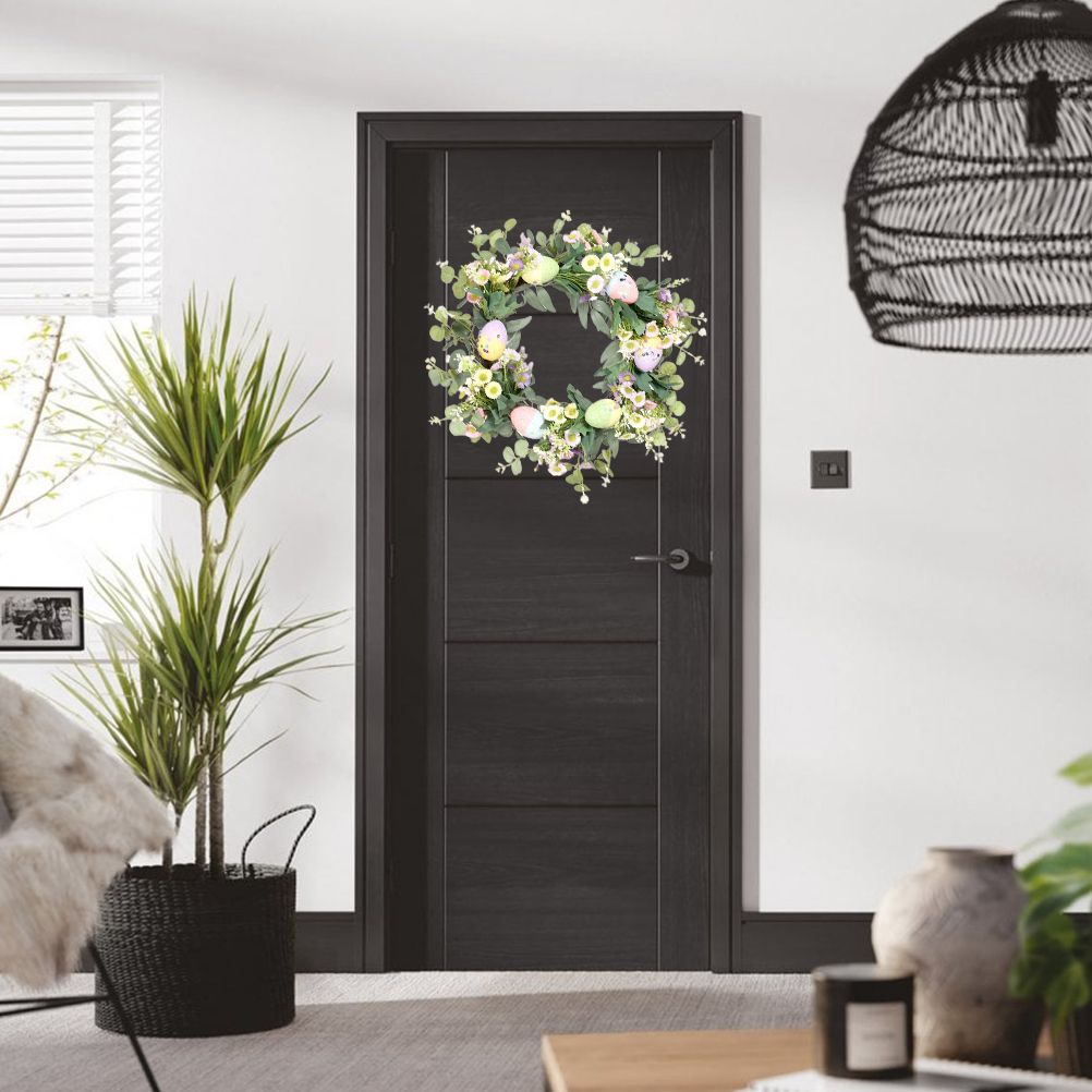 Easter Wreath Easter Eggs Daisy Garland Simulation Plants Door Hanger Easter Decoration