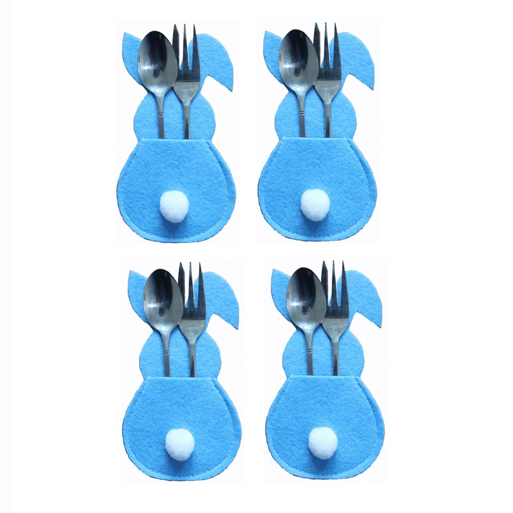 16Pcs Easter Bunny Cutlery Bags Rabbit Flatware Holder Tableware Utensil Storage Bags for Home Party Tabletop