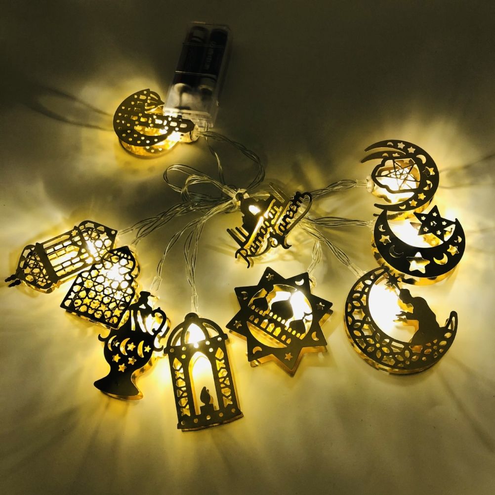 Ramadan Eid String Light Battery Operated Moon Star Lamp Mubarak Moon LED String Lights for Indoor Ramadan Festival Decorations