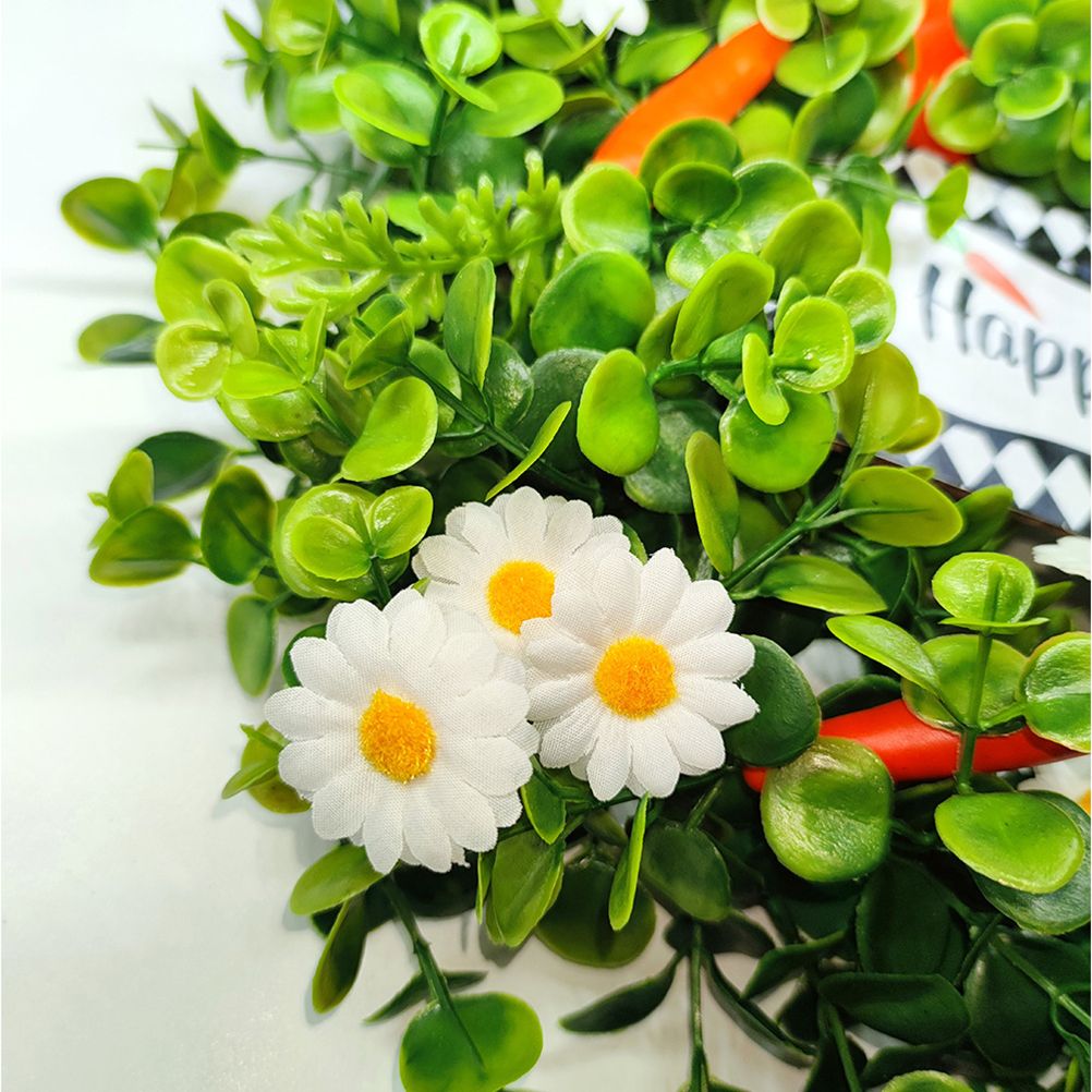 Easter Carrot Wreath Daisy Eucalyptus Wreath Indoor Outdoor Happy Easter Hanging Ornaments Home Front Door Party Decorations
