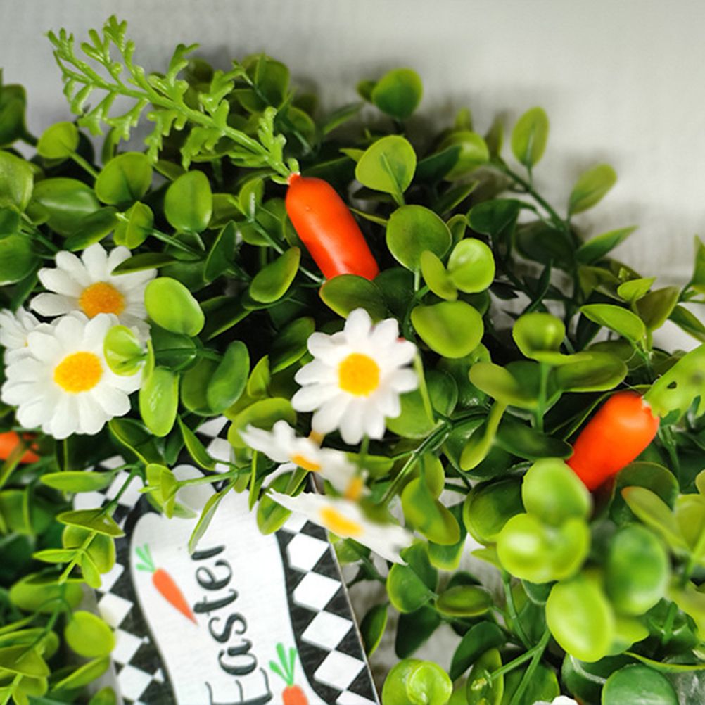 Easter Carrot Wreath Daisy Eucalyptus Wreath Indoor Outdoor Happy Easter Hanging Ornaments Home Front Door Party Decorations