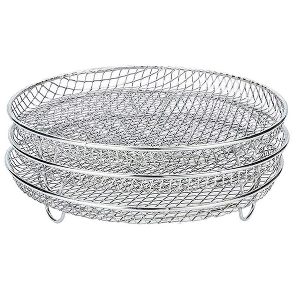 3 Pcs/Set Air Fryer Rack Three Stackable Dehydrator Racks 304 Stainless Steel Air Fryer Stand Air Fryer Accessories