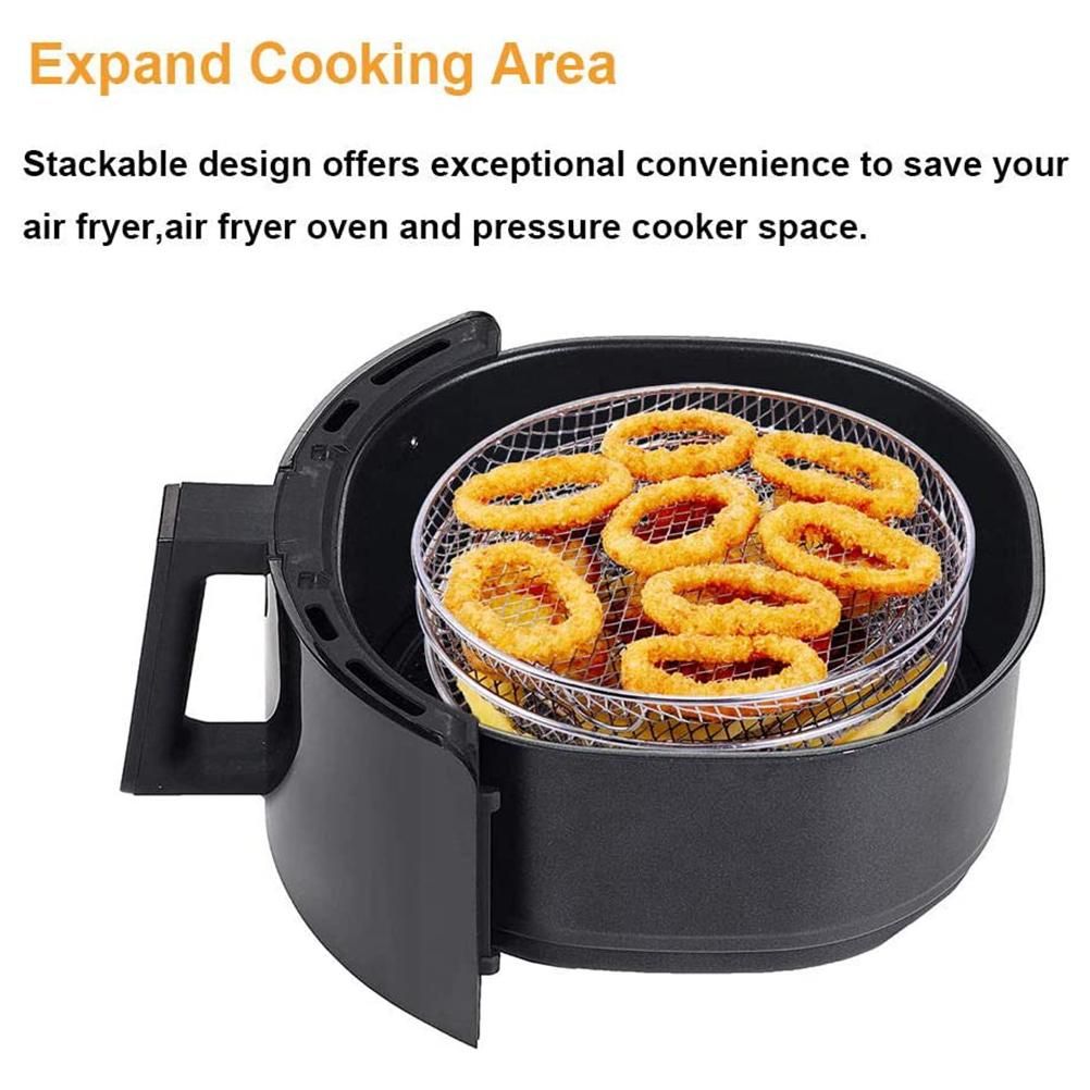 3 Pcs/Set Air Fryer Rack Three Stackable Dehydrator Racks 304 Stainless Steel Air Fryer Stand Air Fryer Accessories