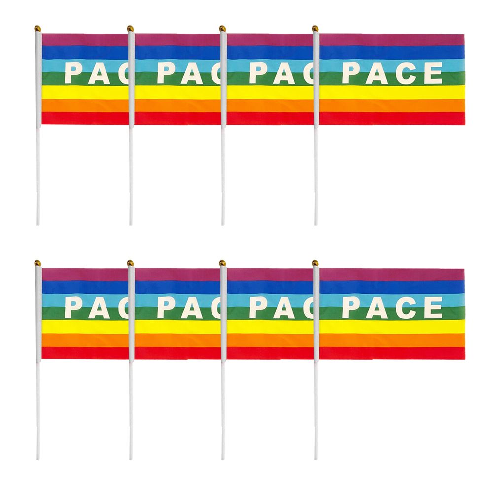 50/100Pcs Mini Peace Flag Rainbow Pacifist Flag Hand Held Polyester Peace Flag