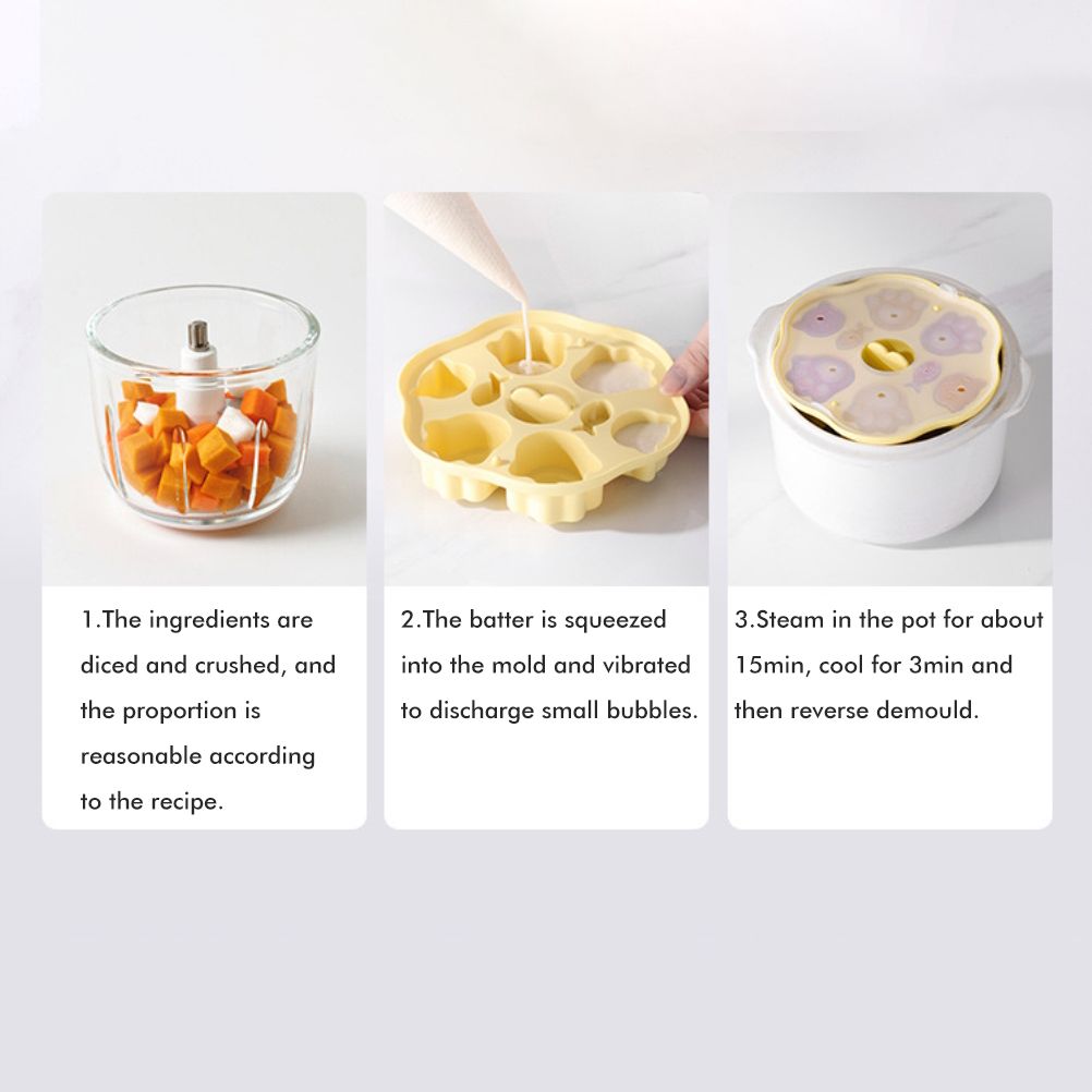 Silicone Steamed Cake Mold Multi Cavity Pastry Food Cute Mould DIY Non Stick Mould Set for Baby Kitchen Baking Tool
