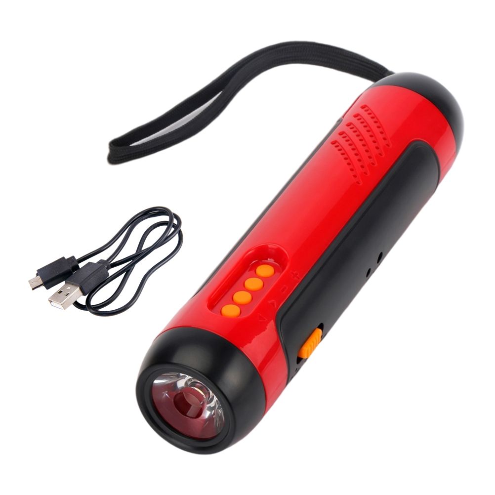 Portable Hand Crank Flashlight with Alarm FM Radio Function 1800mAh LED Generator Flashlight for Home Outdoor Camping Hiking