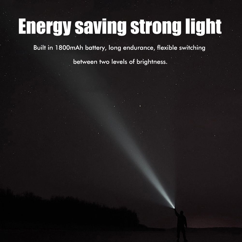 Portable Hand Crank Flashlight with Alarm FM Radio Function 1800mAh LED Generator Flashlight for Home Outdoor Camping Hiking