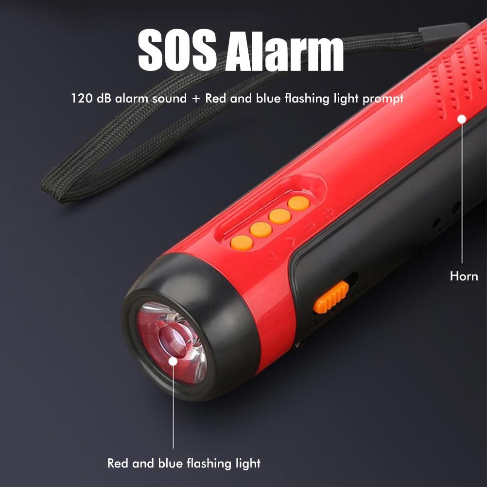 Portable Hand Crank Flashlight with Alarm FM Radio Function 1800mAh LED Generator Flashlight for Home Outdoor Camping Hiking