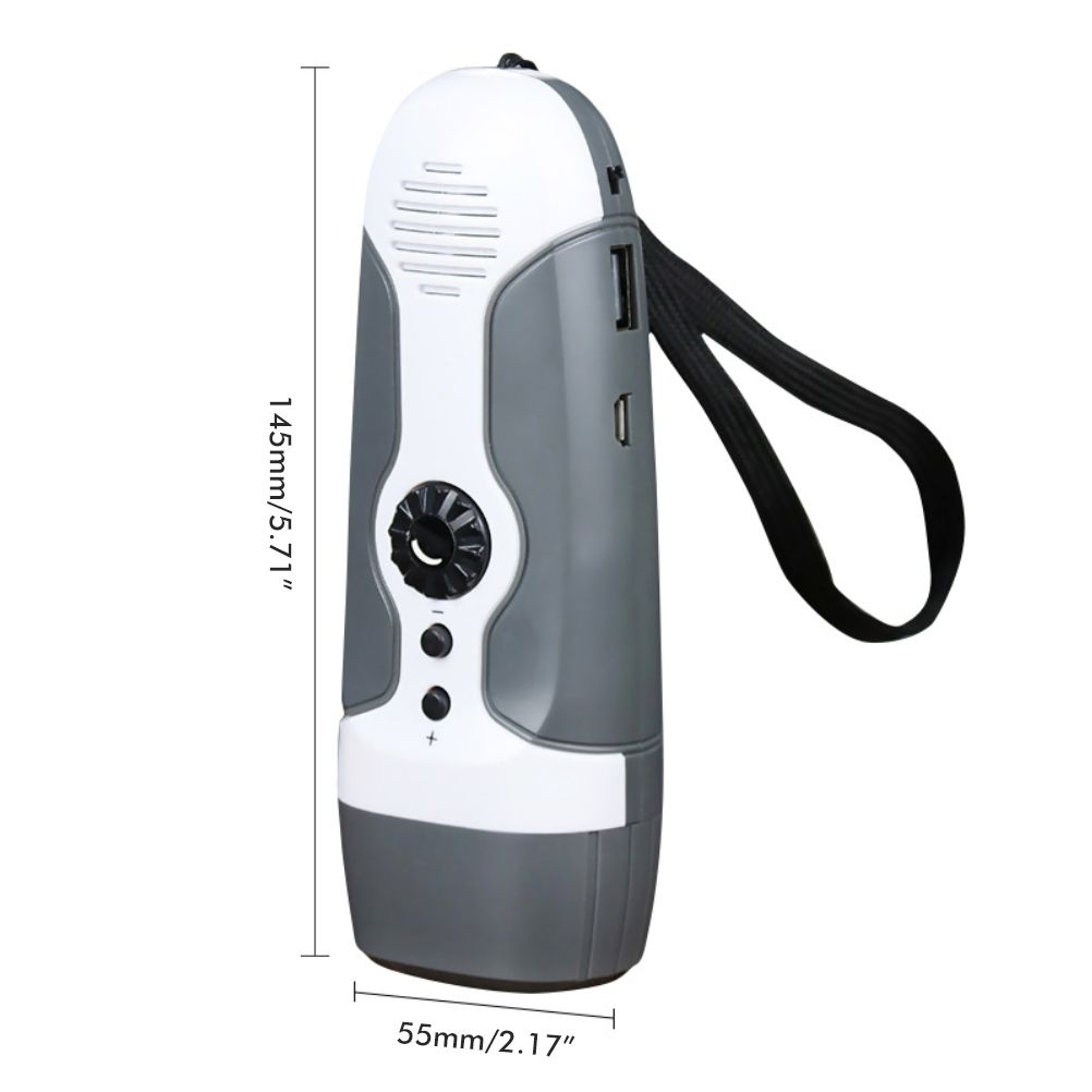 Hand Crank Charging Flashlight with 3 LED Light FM Radio Alarm for Travel Camping Mining Disaster