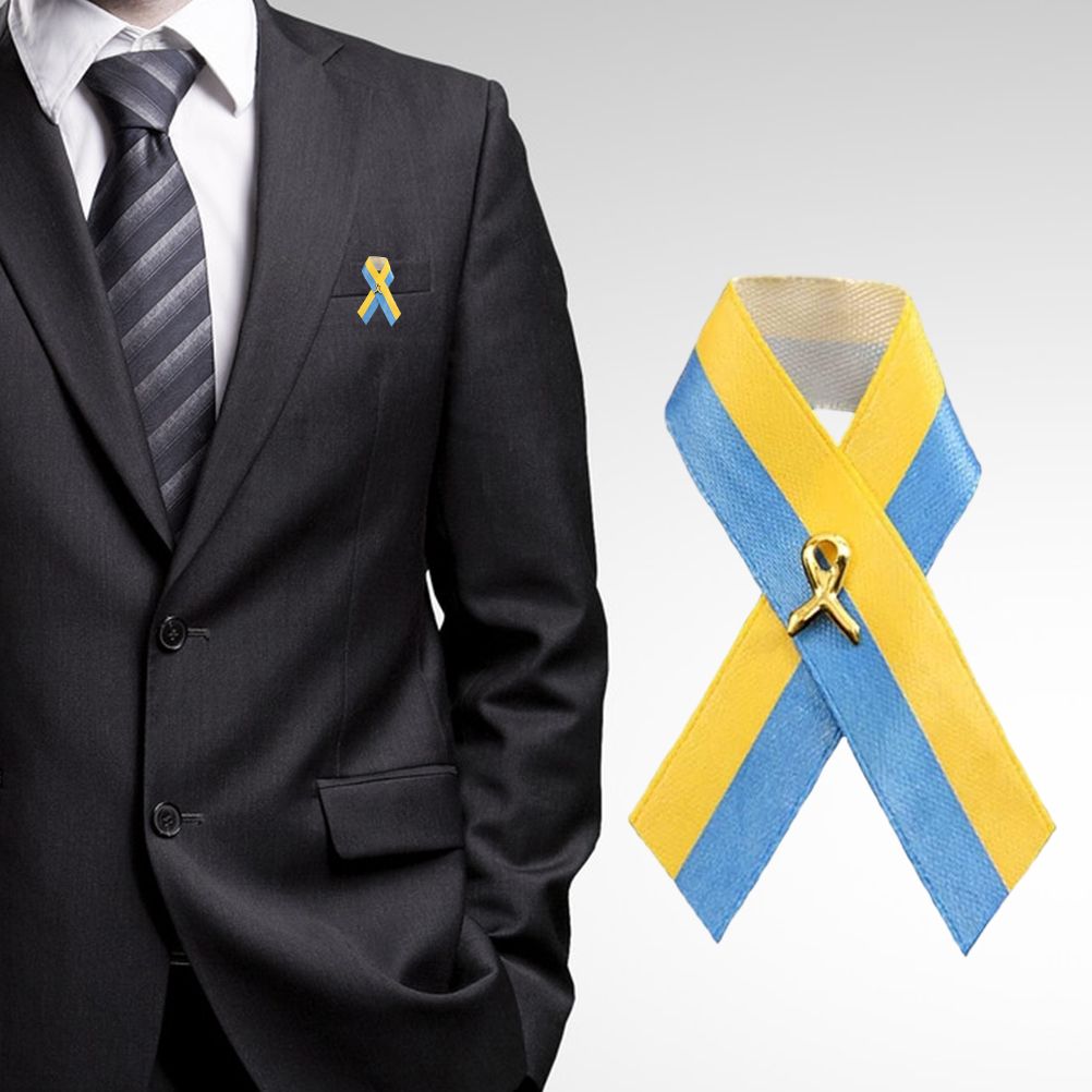 Ukrainian Flag Peace Knot Brooch Blue Yellow Ribbon Badge Pins for Clothes Backpack Hat Bag