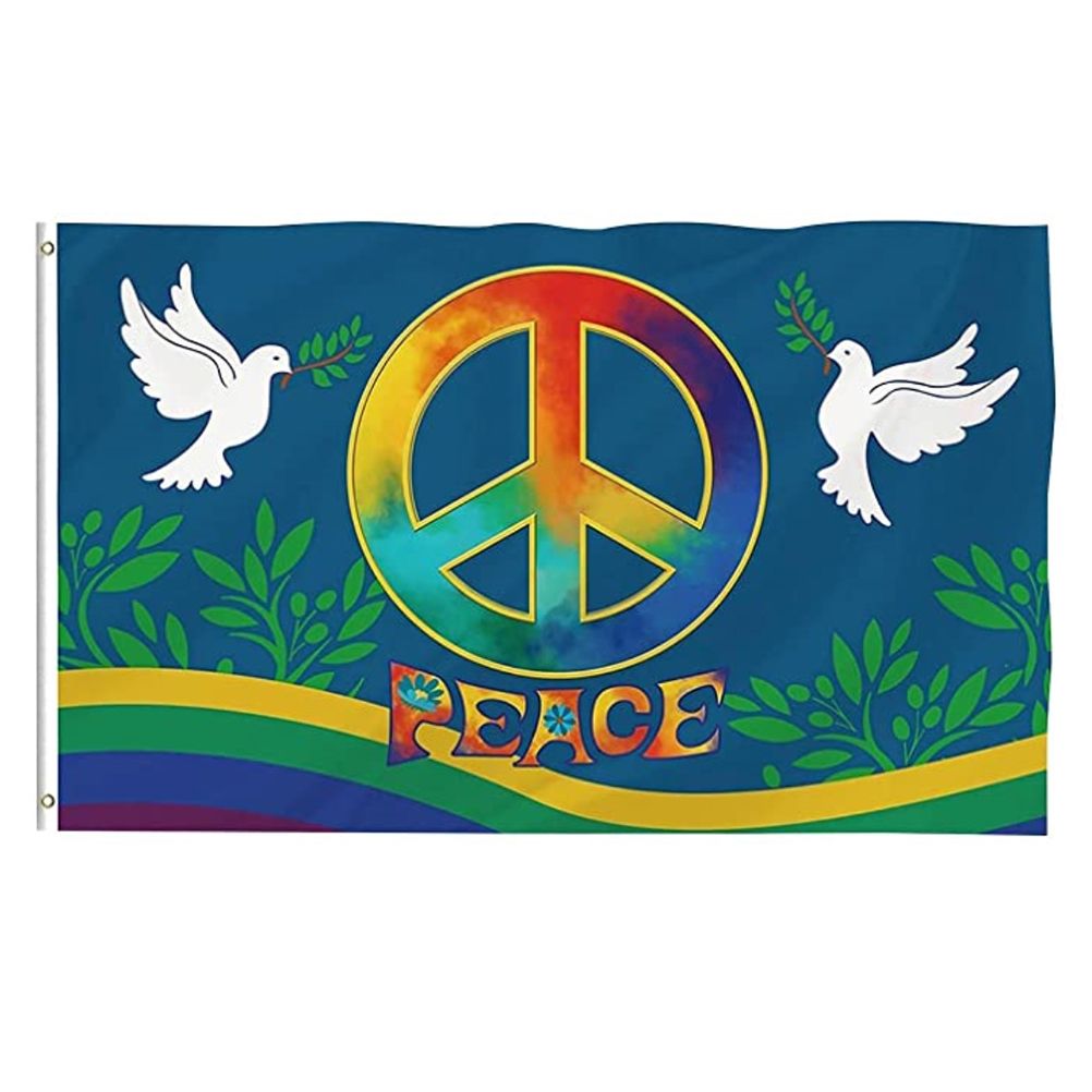 World Peace Flag 90 x 150 cm Large Polyester Peace Flag for Backyard Garden Playground