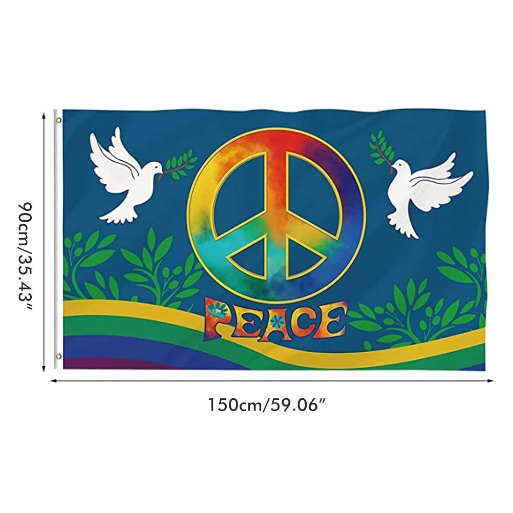 World Peace Flag 90 x 150 cm Large Polyester Peace Flag for Backyard Garden Playground