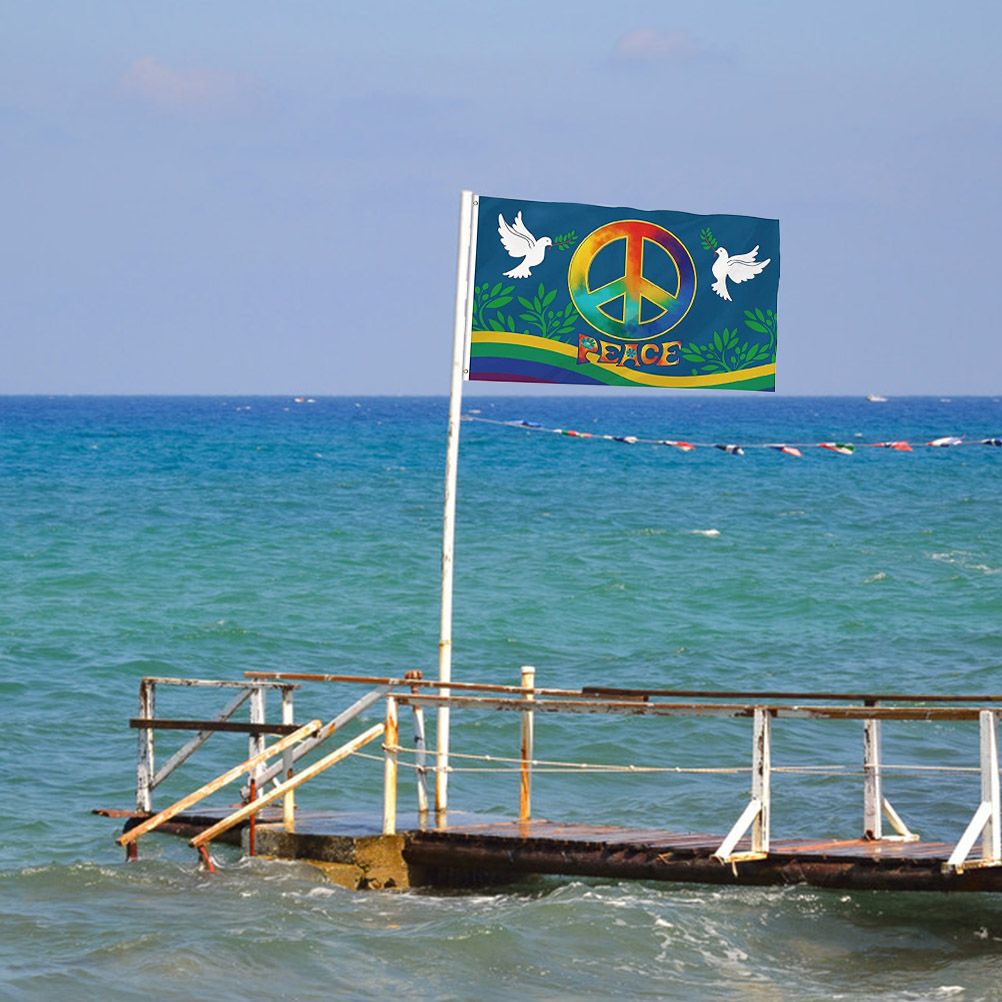 World Peace Flag 90 x 150 cm Large Polyester Peace Flag for Backyard Garden Playground