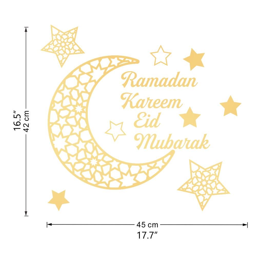 Ramadan Crescent Acrylic Mirror Sticker 3D Self Adhesive Wall Sticker for Doors Windows Closets