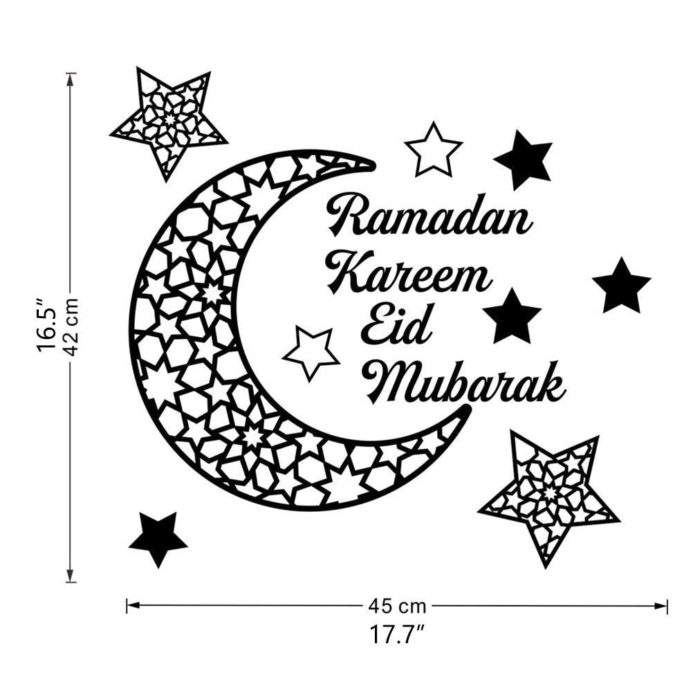 Ramadan Crescent Acrylic Mirror Sticker 3D Self Adhesive Wall Sticker for Doors Windows Closets