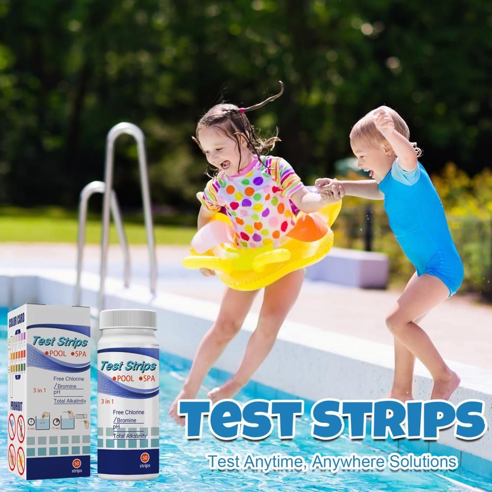 50Pcs 3 In 1 Test Strips Swimming Pool Water Quality Test Paper for Alkalinity Chlorine PH Free Chlorine