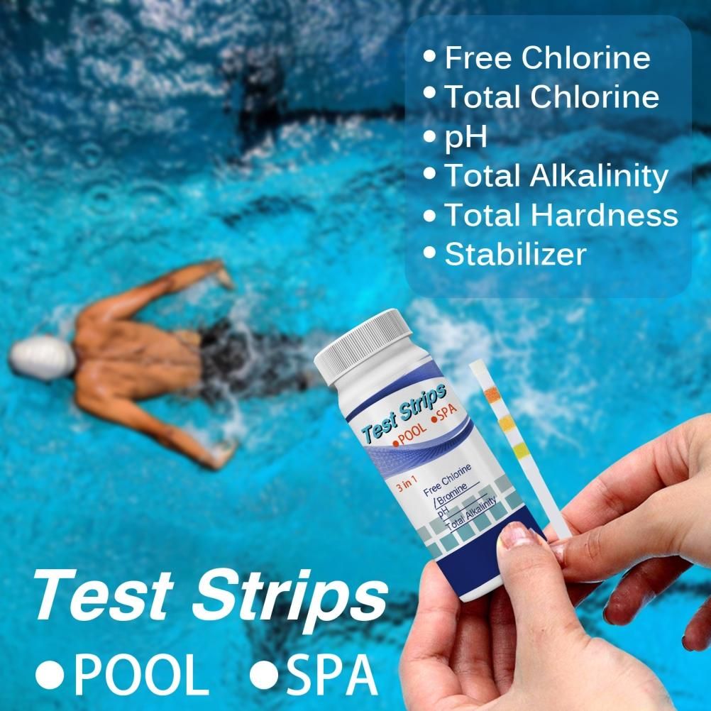 50Pcs 3 In 1 Test Strips Swimming Pool Water Quality Test Paper for Alkalinity Chlorine PH Free Chlorine