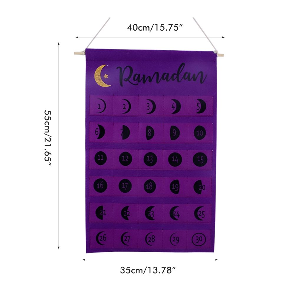 Eid Felt Fabric Countdown Calendar Mubarak Ramadan Advent Calendar Wall Decorations