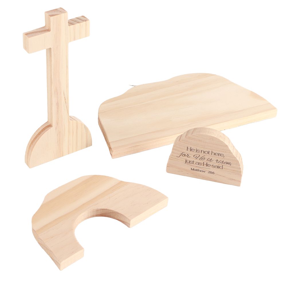 Easter Resurrection Scene Wooden Ornaments for The Home Table Jesus Nativity Scene Decorations Christian Figurine Ornament