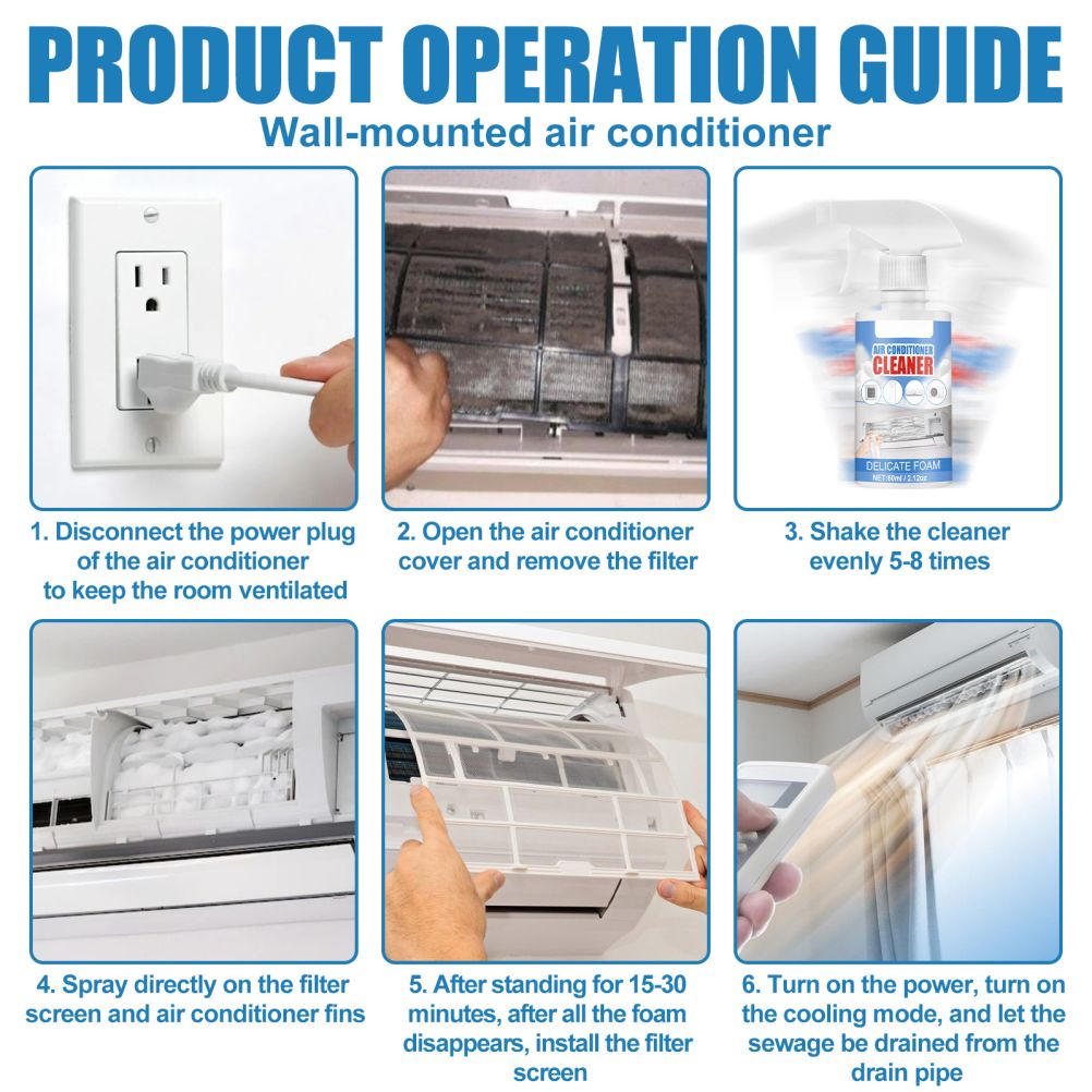 60ML Foaming Cleaner Cleaning Spray for Air Conditioner Cleaning Spray Household Quickly Cleaner