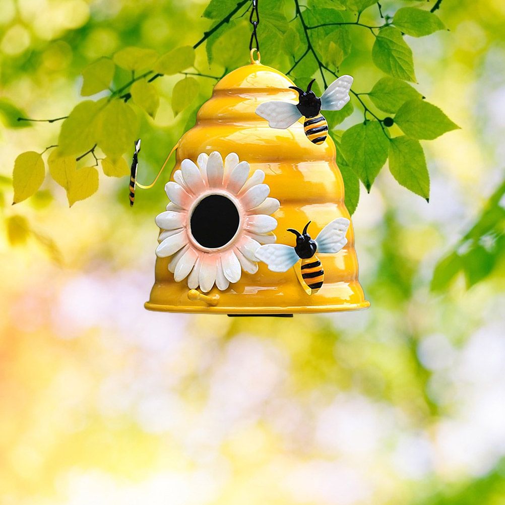 Beehive Bird Houses Outside Iron Hanging Birdhouses Garden Bird Nest Houses for Small Sized Bird
