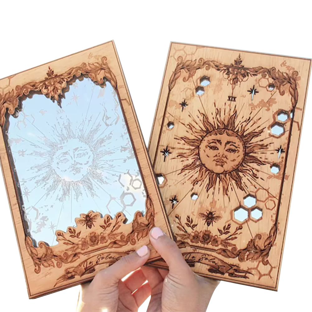 Sun XIX Tarot Card Mirrors Wooden Tarot Mirror Home Ornament