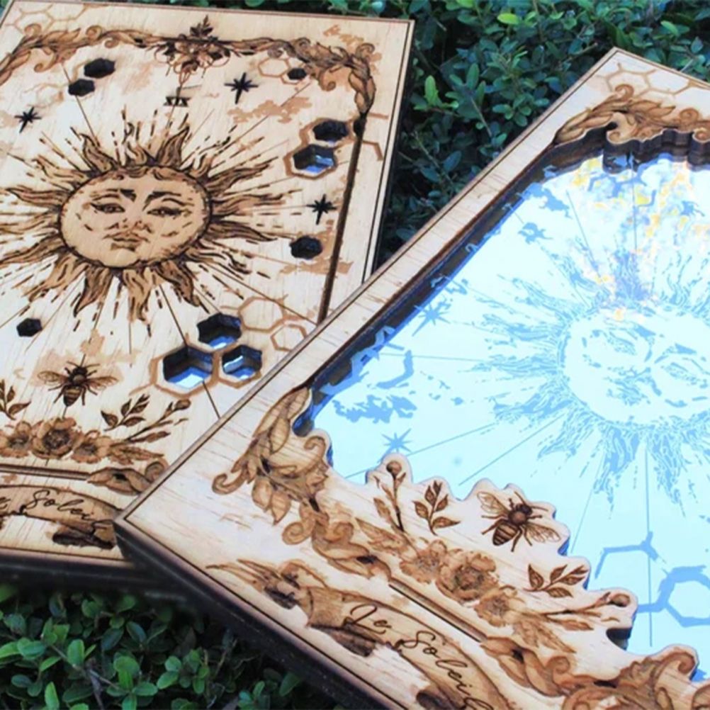 Sun XIX Tarot Card Mirrors Wooden Tarot Mirror Home Ornament