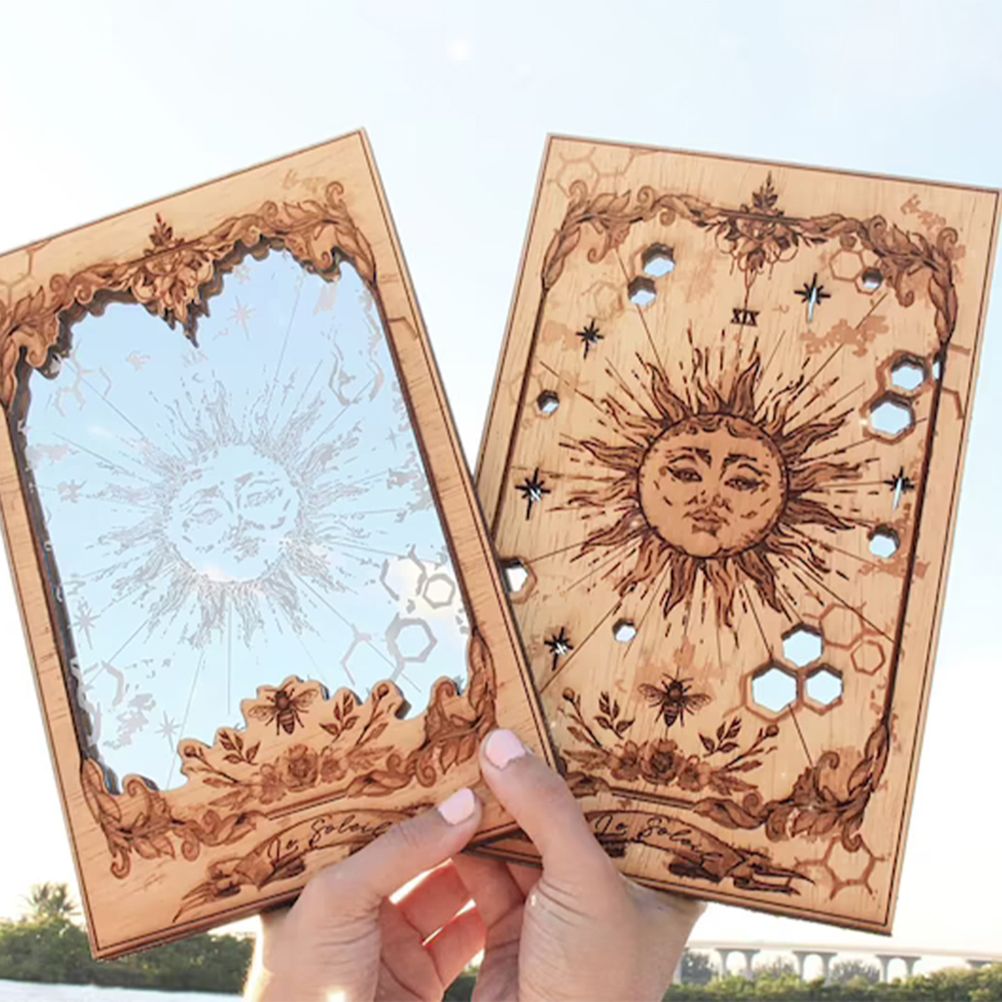 Sun XIX Tarot Card Mirrors Wooden Tarot Mirror Home Ornament