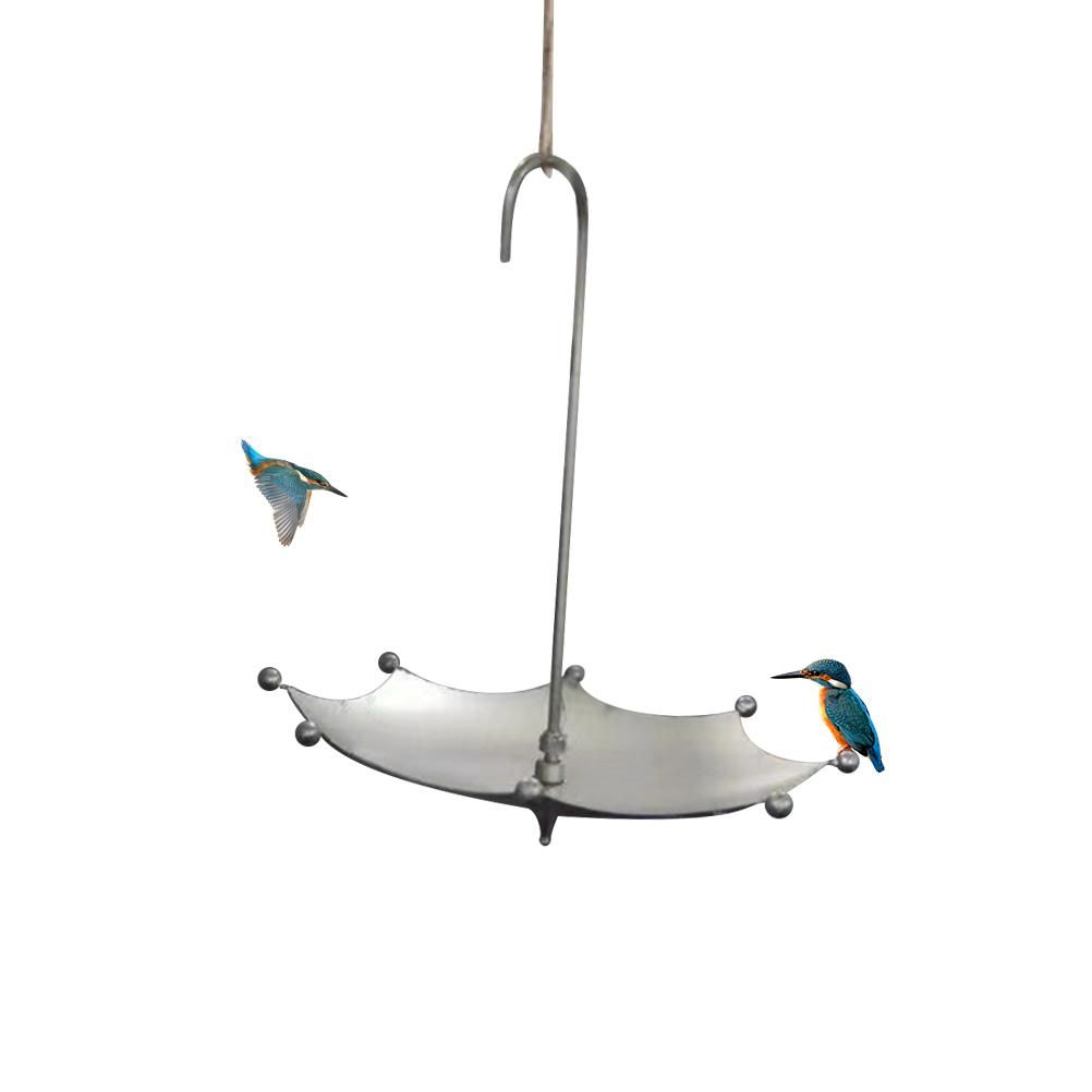 Umbrella Shaped Bird Trough Outdoor Retro Rusty Bird Feeder Bird Bath Hanging Bird Feeder Tray for Outdoors Garden Yard Decoration