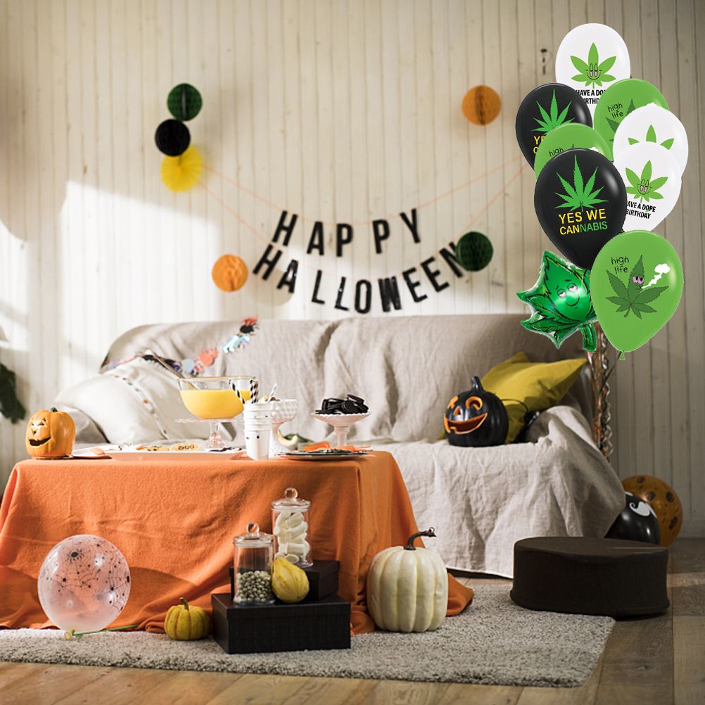 Weed Balloons Birthday Party Supplies Aluminum Foil Latex Balloon Weed Leaves Balloons Weed Party Decorations for Adults