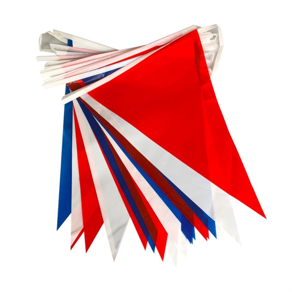 USA Independence Day Red Blue and White Triangular Pennant Banner Bunting Flags Events Decoration