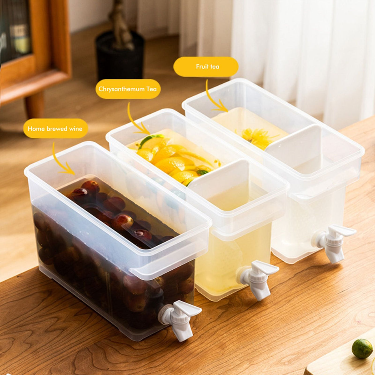 3.5 L Plastic Drink Dispenser Beverage Dispenser with Spigot Iced Juice Dispenser for Fridge Party Daily Use