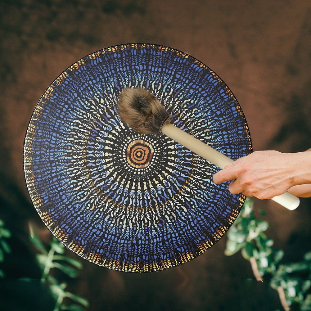 Shaman Drum with Drum Stick Vegetarian Shaman Fire Drum Home Ornament Shamanic Drum Hand Drum for Kids Adults