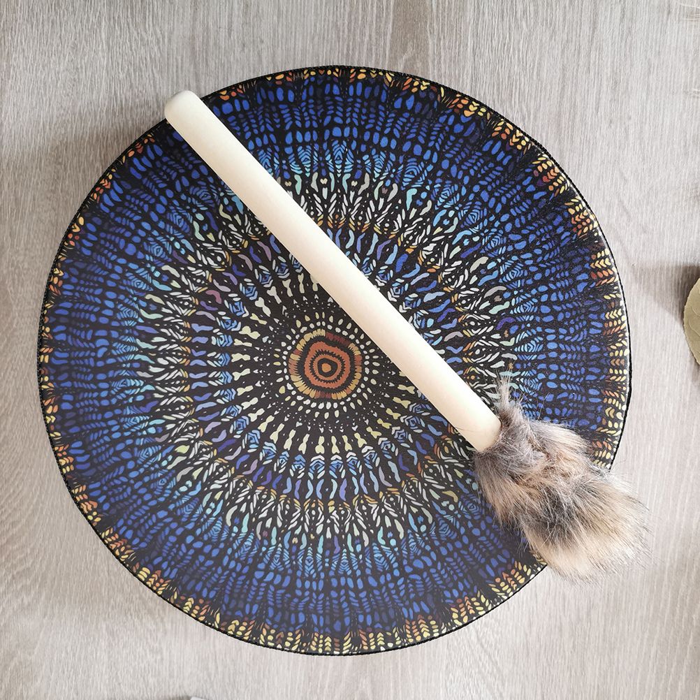 Shaman Drum with Drum Stick Vegetarian Shaman Fire Drum Home Ornament Shamanic Drum Hand Drum for Kids Adults