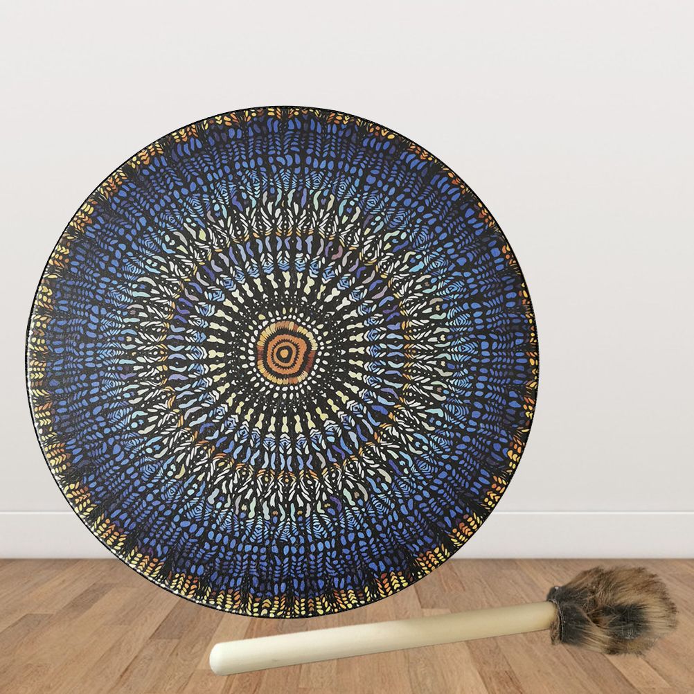 Shaman Drum with Drum Stick Vegetarian Shaman Fire Drum Home Ornament Shamanic Drum Hand Drum for Kids Adults