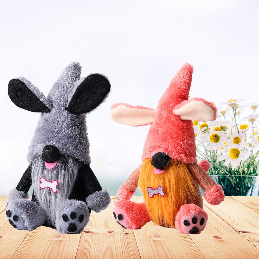 2Pcs Dog Gnomes Dog Paws Bone Doll Swedish Tomte Ornament Plush Puppy Tiered Tray Decoration Home Kitchen Farmhouse Drcor