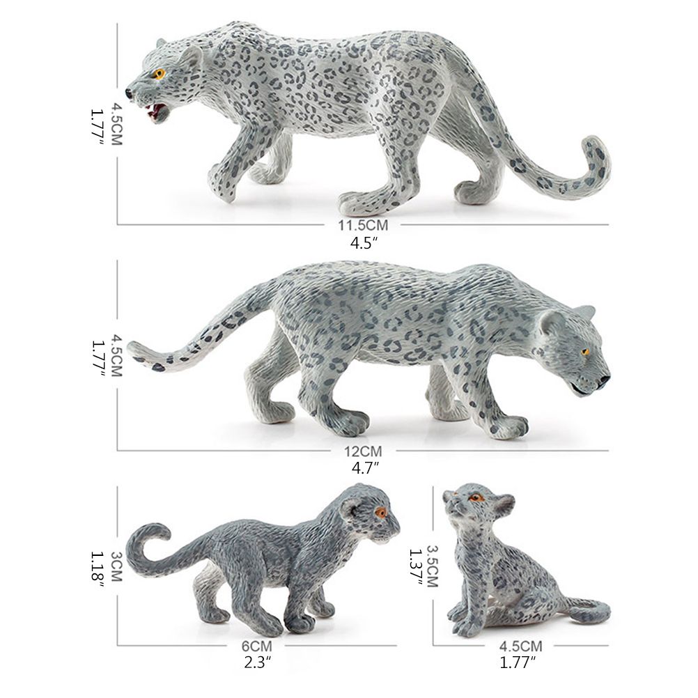 4 Pieces Snow Leopard Figurine PVC Realistic Snow Leopards Miniature Wild Animals Model Action Figure for Clooection