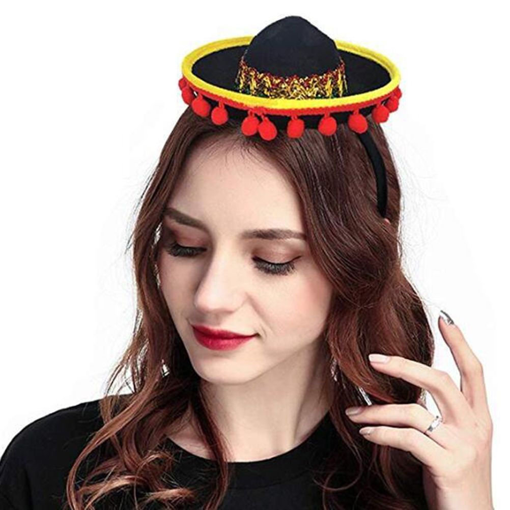 3 Pack Cinco De Mayo Fiesta Headbands Party Decorations Non Woven and Straw Sombrero Party Hats Photo Booth Props for Kids Pet