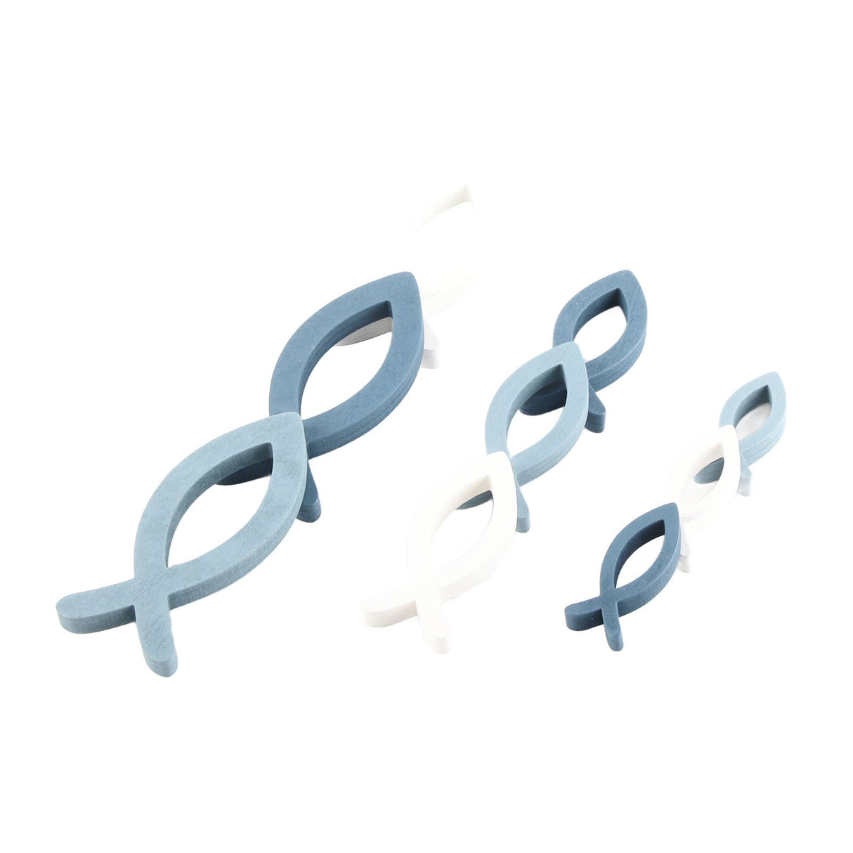 9 Pcs Decorative Wooden Fish Set 3 Size Fish Christening Decoration Boy Girl Decoration for Christening Communion and Wedding