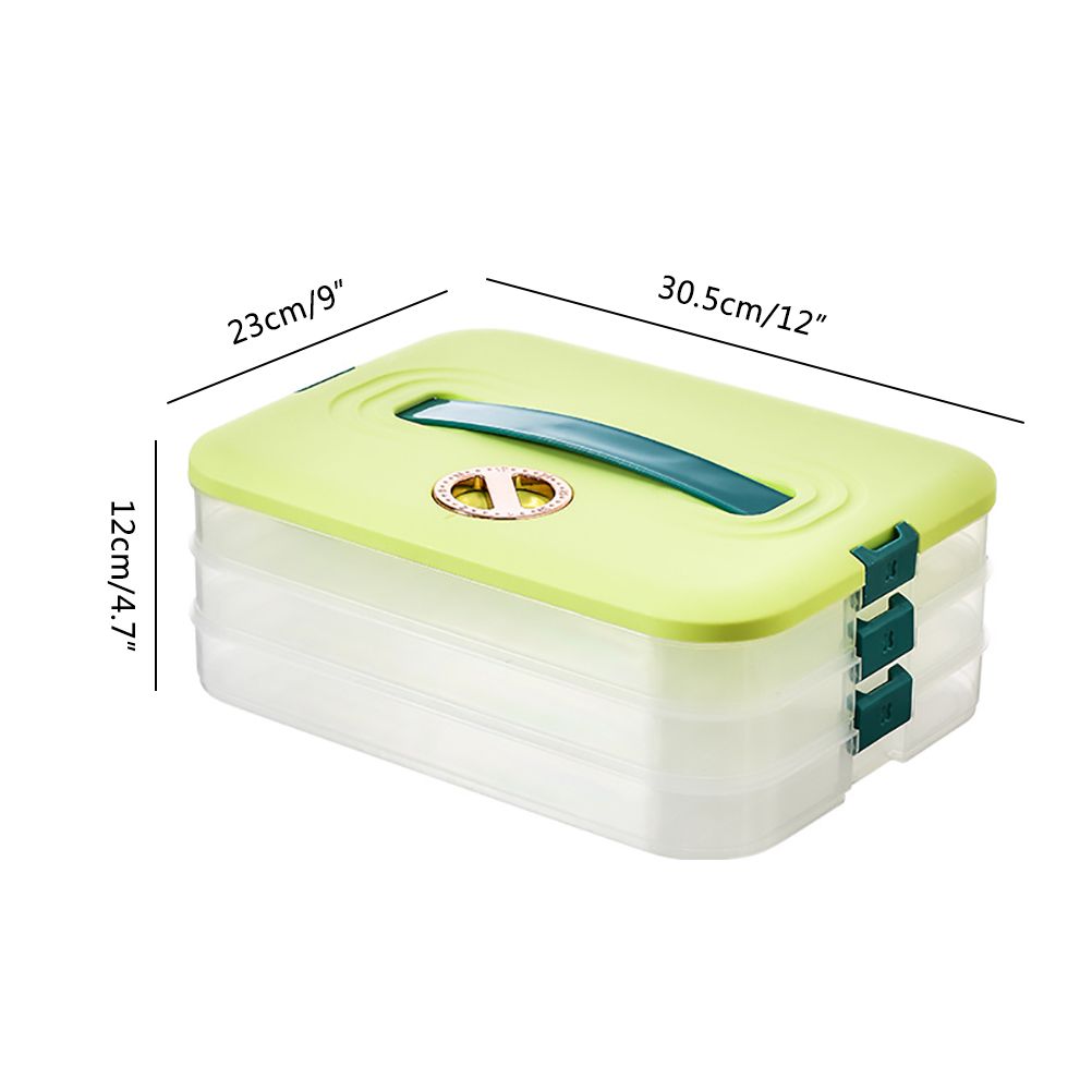 Refrigerator Food Shelf Dumpling Storage Box 3 Layered Stackable Food Storage Box Tray Container with Lid