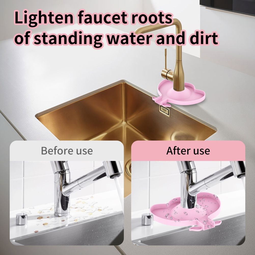 Kitchen Faucet Sink Splash Guard Silicone Faucet Water Catcher Mat Sink Draining Pad Behind Faucet for Kitchen Bathroom