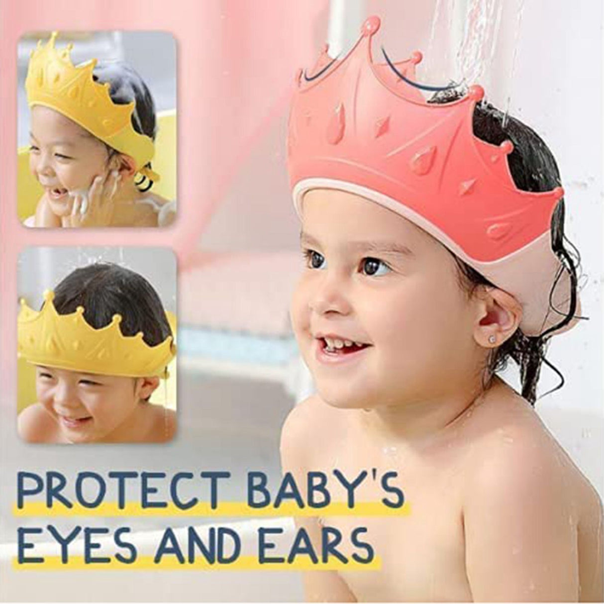Shower Cap Protective Cute Adjustable Safe Shower Bathing Cap for Toddler Kids