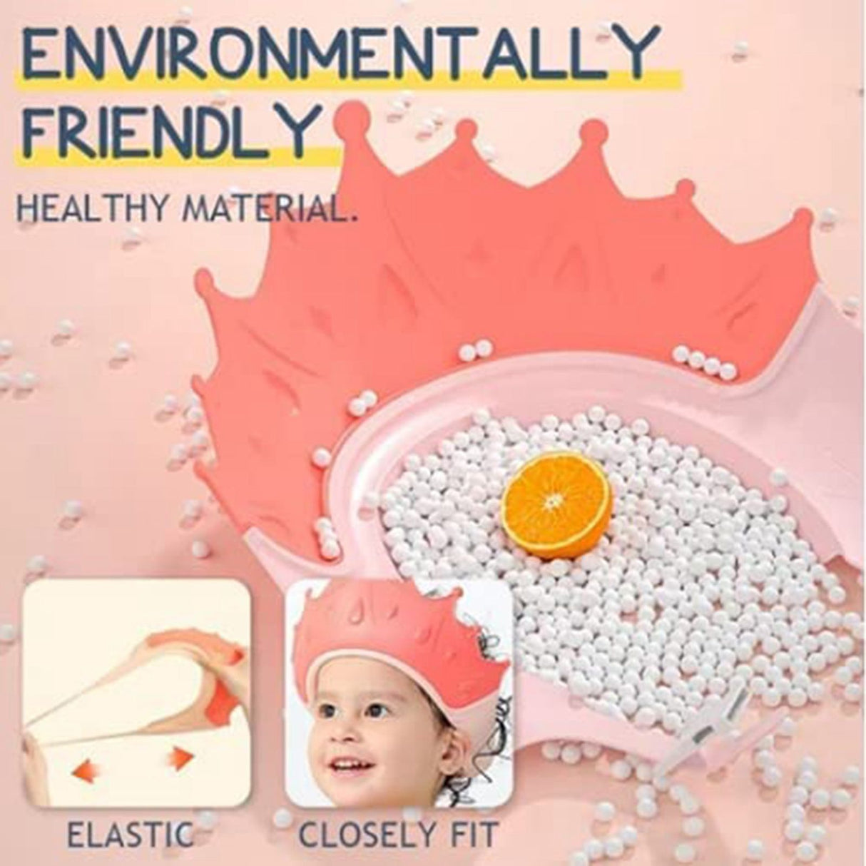 Shower Cap Protective Cute Adjustable Safe Shower Bathing Cap for Toddler Kids