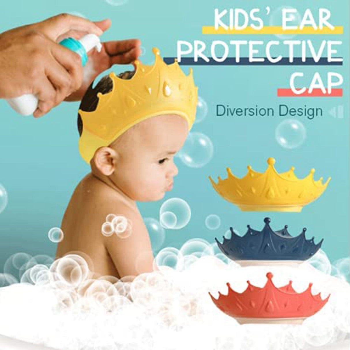 Shower Cap Protective Cute Adjustable Safe Shower Bathing Cap for Toddler Kids