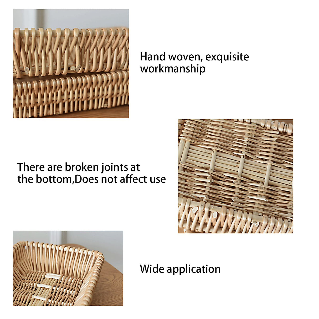 Rattan Storage Basket Basket Woven Snacks Fruit Basket Stackable Woven Bread Basket
