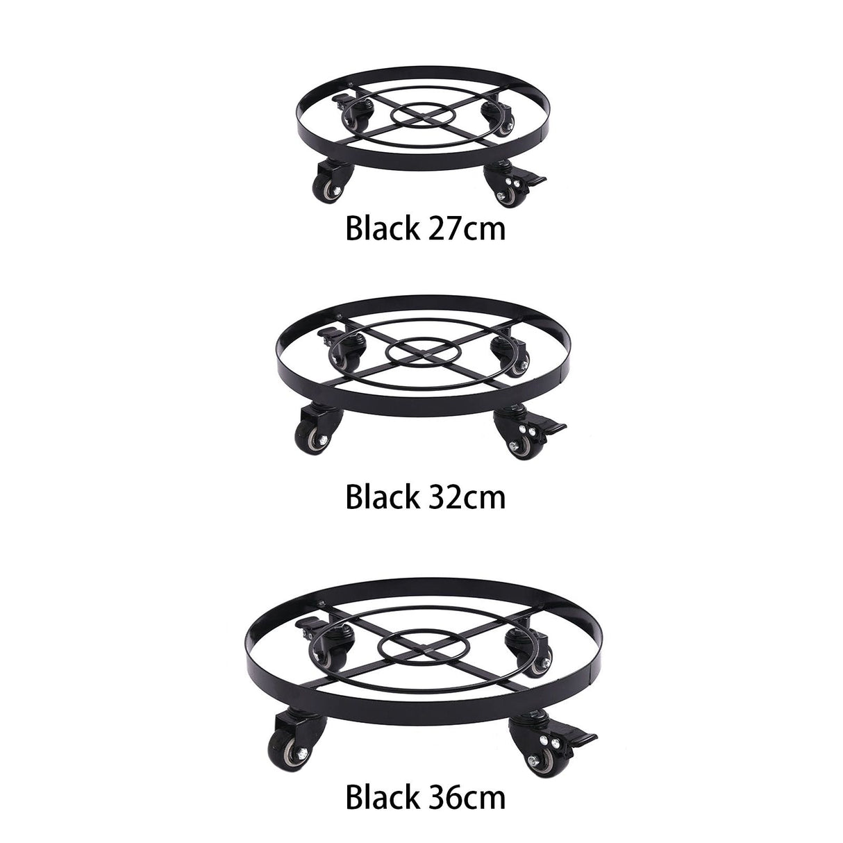 Mobile Flower Stand with Universal Wheels Metal Movable Flower Pot Stand