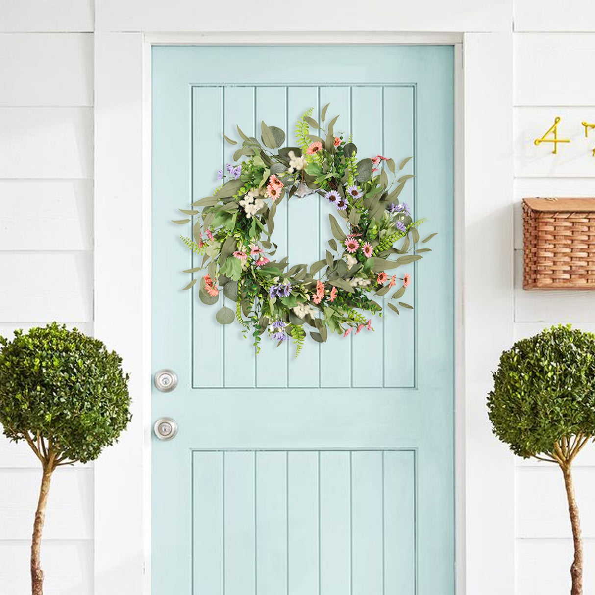 Simulation Flower Wreath Eucalyptus Daisy Wreath Wedding Home Decoration