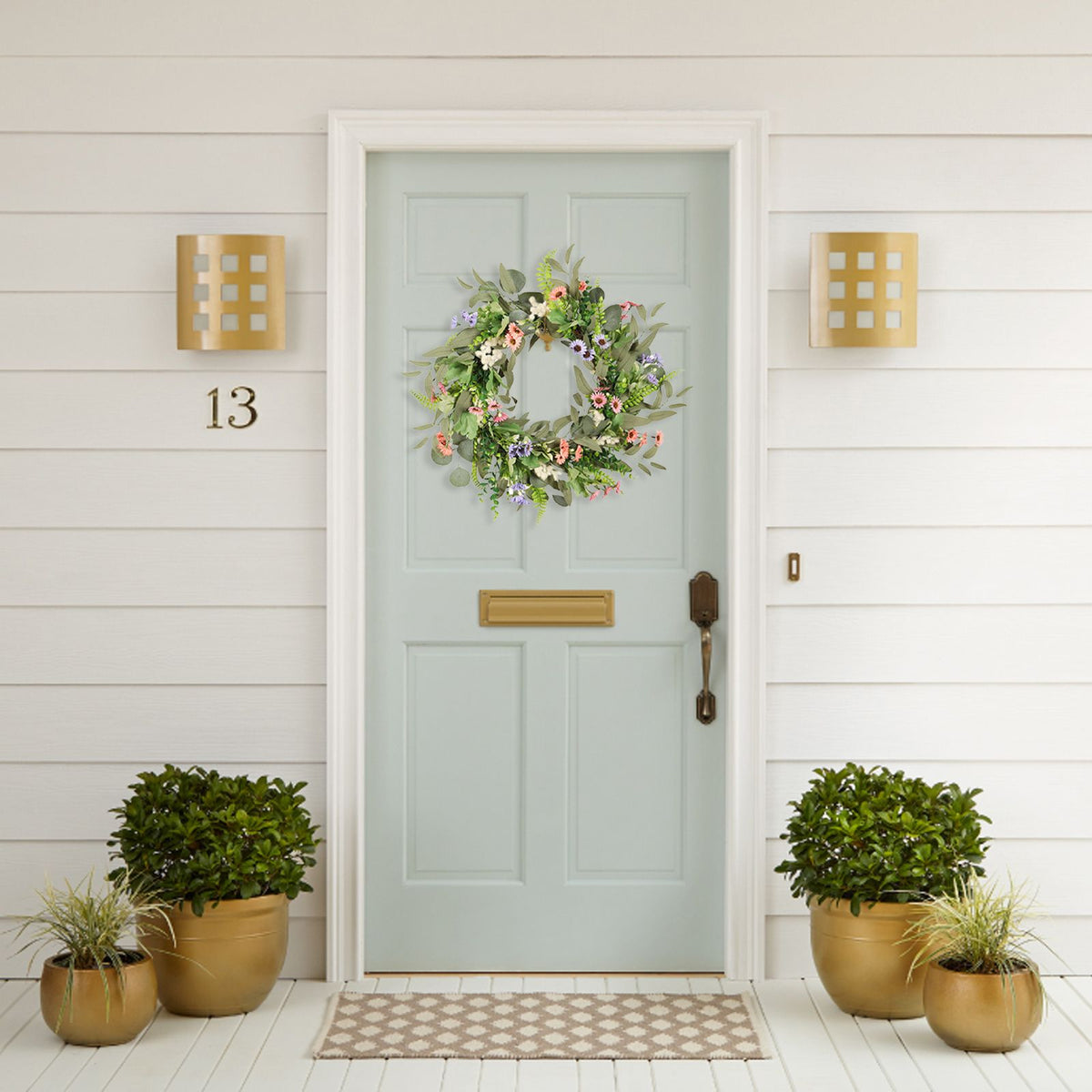 Simulation Flower Wreath Eucalyptus Daisy Wreath Wedding Home Decoration