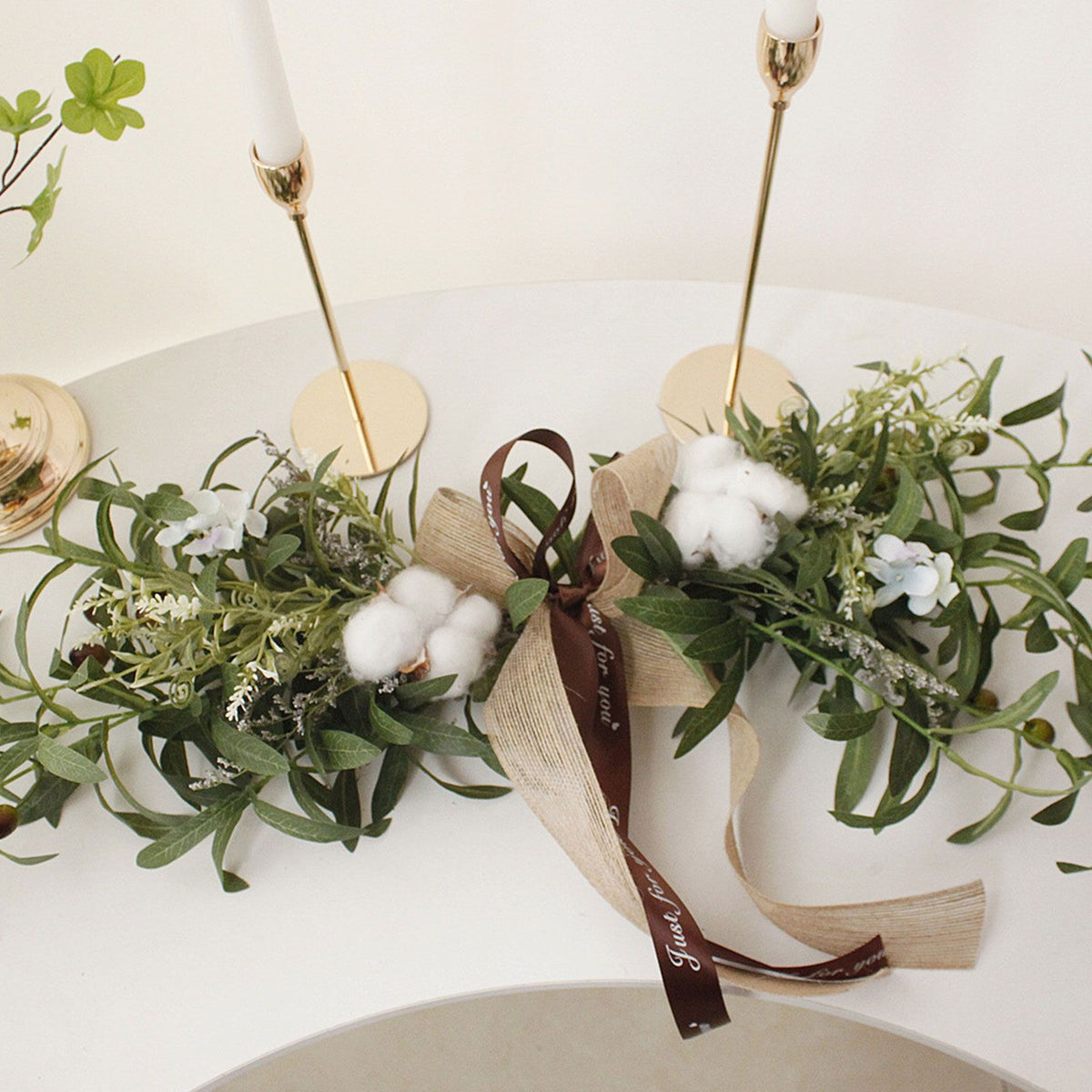 Simulation Silk Flowers Artificial Olive Branch Leaves Cotton Wreath Lintel Decorative Flowers Table Flower Bouquet Birthday Decoration