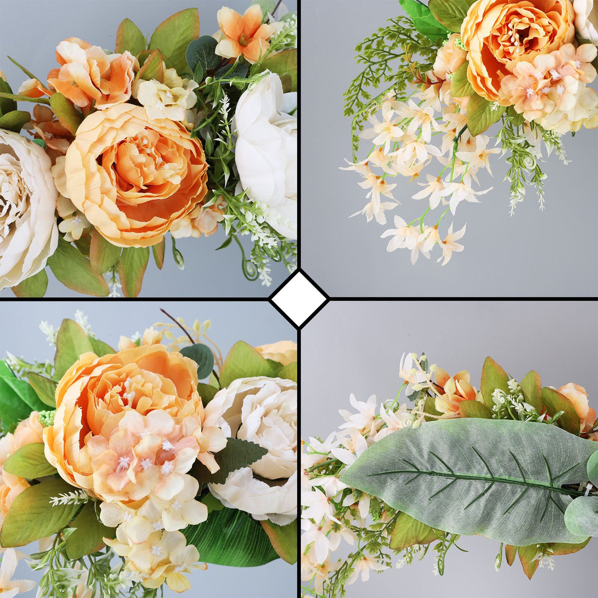 Spring Door Wreath Hanging Decorative Lintel Wreath Artificial Peony Flower Swag for Wedding Arch